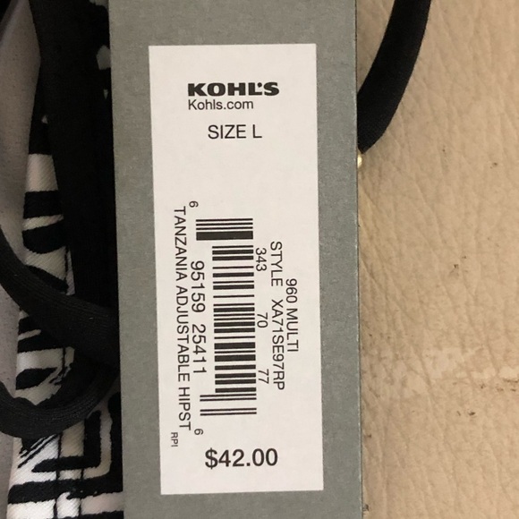 NWT Women’s Large Apt 9 Adjustable Black & White Hipster Bikini Swim Bottom - Picture 6 of 6